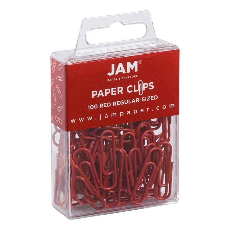 JAM Paper مشابك ورق ملونة من JAM - قياسية 1 بوصة - مشابك ورق حمراء - 100/عبوة - Image 2